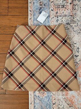 NEW H&M Size 2 Brown Plaid Cuadrille Mini Skirt